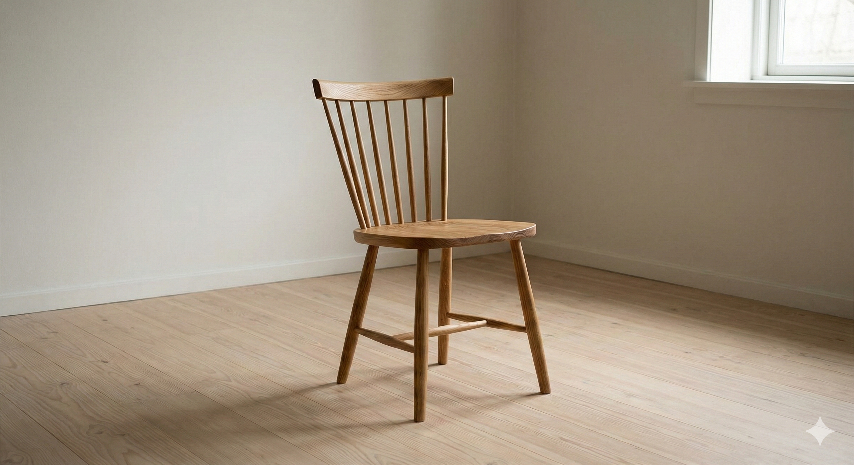 Enkel skandinavisk pinnestol - nøysomhet og ærlige materialer